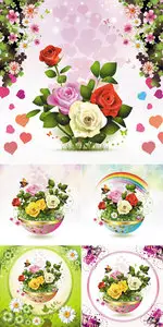 Roses Cards Vector 2