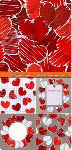 Paper hearts background vector