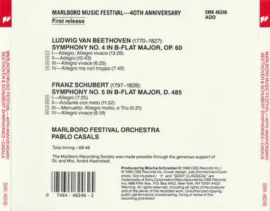 Pablo Casals, Marlboro Festival Orchestra - Beethoven: Symphony No. 4; Schubert: Symphony No. 5 (1990)