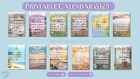 2025 Calendar - Nature-Inspired Seasonal Landscapes