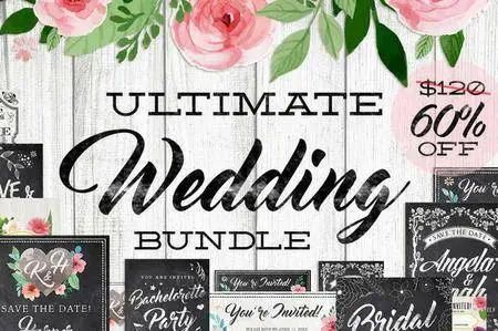 CreativeMarket - Massive Chalk Wedding Bundle