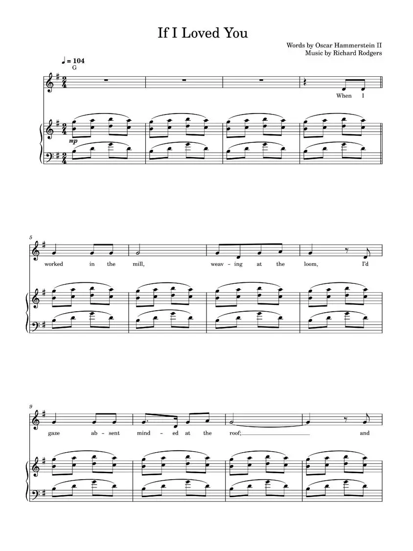 If I Loved You Carousel Musical, Rodgers & Hammerstein (PianoVocal