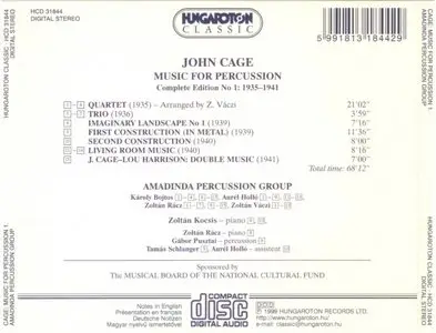 John Cage - Works for Percussion - Complete Edition No 1 (1999)