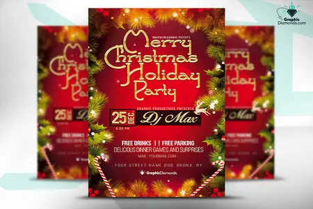 CreativeMarket - Merry Christmas Holiday Party Flyer