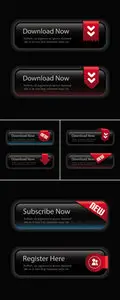 Black Elegant Web Buttons Vector