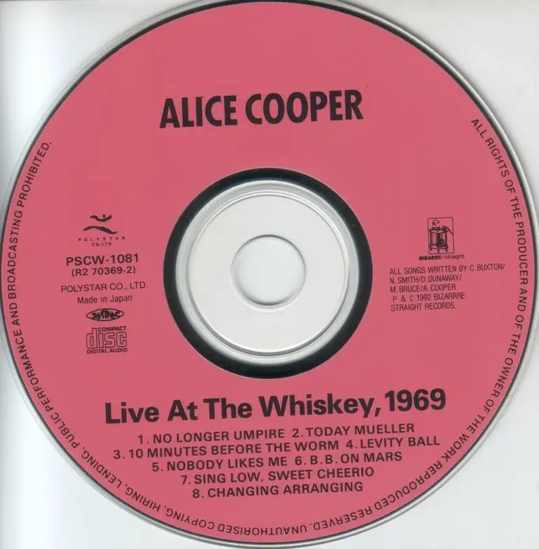 Alice Cooper - Live At The Whisky A-Go-Go 1969 (1992) Japan 1st Press.
