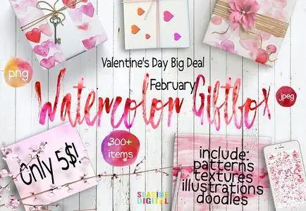 CreativeMarket - Watercolor Giftbox - February Deal