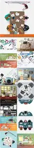 Workplace desktop top view flat concept vector 7