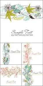 Simple Floral Cards Vector
