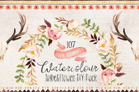 CreativeMarket - Watercolour Tribeflower Diybonus