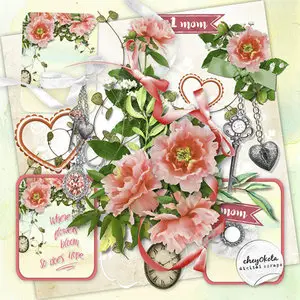 3 Vintage Flowers Mini Scrap Kits 