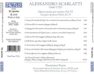 Francesco Tasini - Alessandro Scarlatti: Opera omnia per tastiera, Vol. VI (2018)