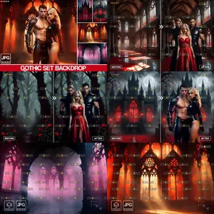 Halloween Overlays, Vampire Backdrops for Photoshop