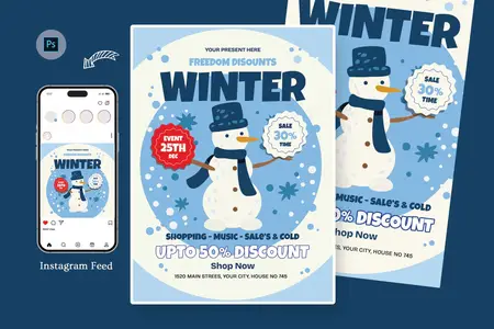 Sonney Winter Sale Day Flyer Template