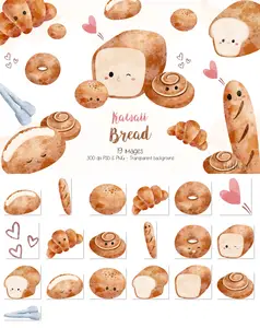 EE - Watercolor Illustration Set of Bread 47HPJNY