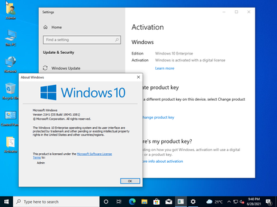 Windows 10 Enterprise 21H1 10.0.19043.1081 (x86/x64) With Office 2019 Pro Plus Preactivated Multilingual June 2021