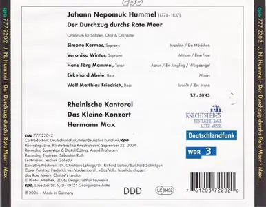 Hermann Max, Rheinische Kantorei, Das Kleine Konzert - Johann Nepomuk Hummel: Der Durchzug durchs Rote Meer (2006)