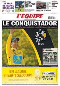 L'Équipe, du Lundi 27 Juillet 2009.