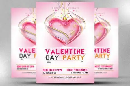 CreativeMarket - Valentine Day Party Flyer Template