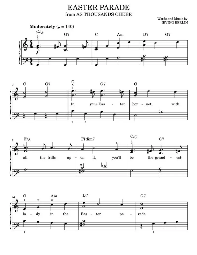 Easter parade - Irving Berlin (Easy Piano) / AvaxHome