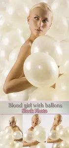 Stock Photo: Blond girl with ballons 