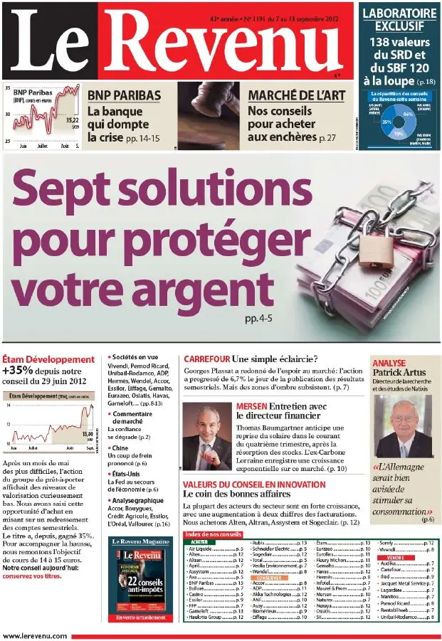 Le Revenu Hebdo Bourse 1191 - 7 au 13 Septembre 2012