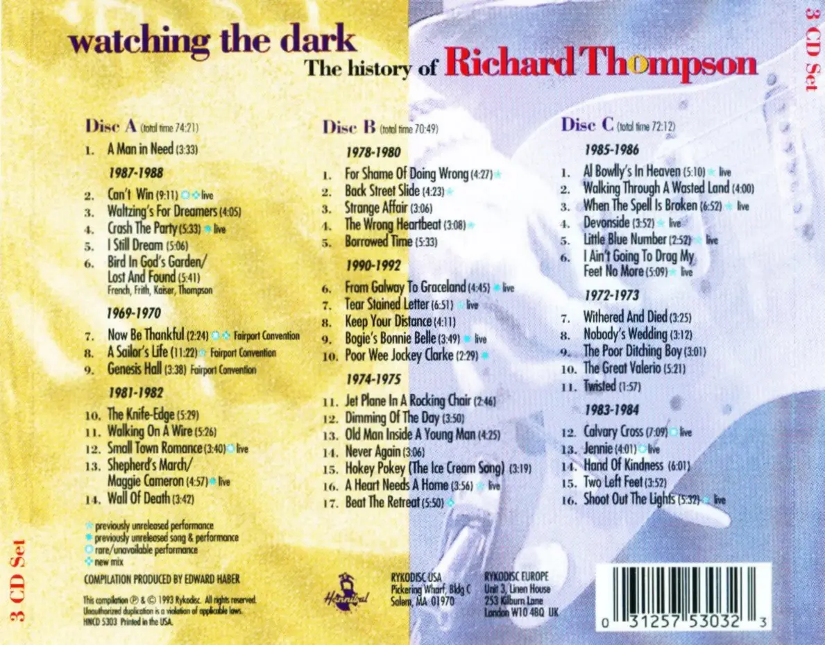 Richard Thompson - Watching The Dark (1993) 3CD Set / AvaxHome