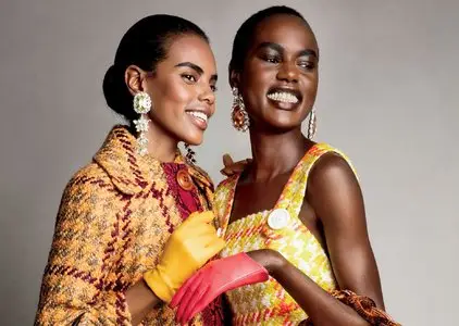 Ajak Deng and Grace Mahary by Patrick Demarchelier for Glamour US September 2015