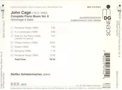 John Cage - Complete Piano Music Vol. 8 - Steffen Schleiermacher (2002)