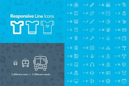 100 Responsive Vector Line Icons