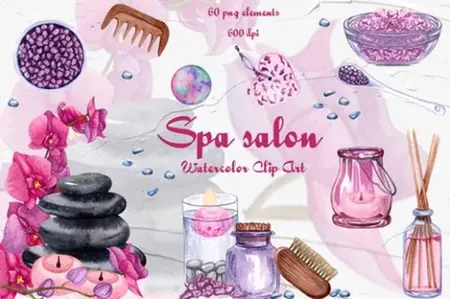 Envato - Spa Watercolor clipart - 5DF3WWP