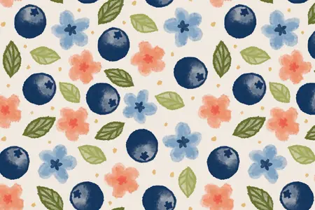 EE - Blossom Blueberry Seamless Pattern PZVBN7B