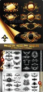 Stock Vector - Medieval Heraldry Shields