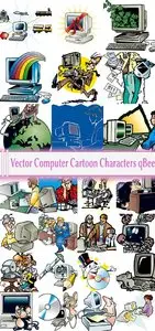 Vector Computer Cartoon Characters qBee