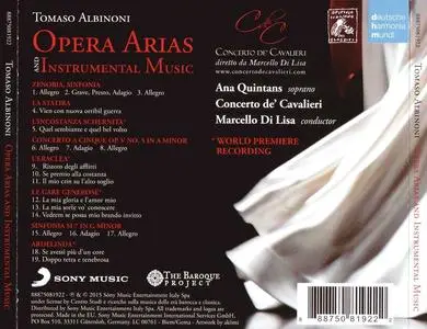 Ana Quintans, Marcello Di Lisa, Concerto de'Cavalieri - Tomaso Albinoni: Opera Arias and Instrumental Music (2015)