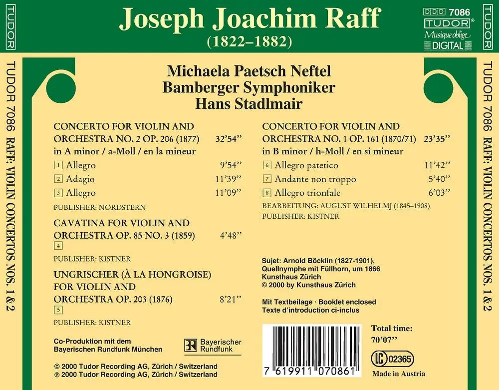 Michaela Paetsch Neftel - Joachim Raff: Violin Concertos Nos. 1 & 2, Cavatina, Ungrischer (2000)