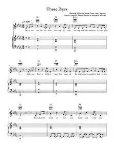 These Days - Take That (Piano-Vocal-Guitar (Piano Accompaniment))