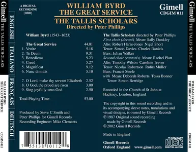 Peter Phillips, The Tallis Scholars - William Byrd: The Great Service; Anthems (2002)