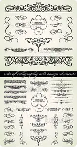 Set of calligraphy and design elements