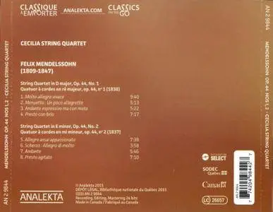 Cecilia String Quartet - Felix Mendelssohn: String Quartets, Op.44 Nos. 1, 2 (2015) [Re-Up]