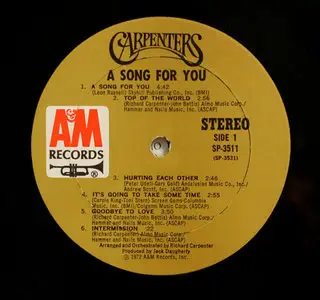 Carpenters - A Song for You (1972) 24-Bit/96-kHz Vinyl Rip