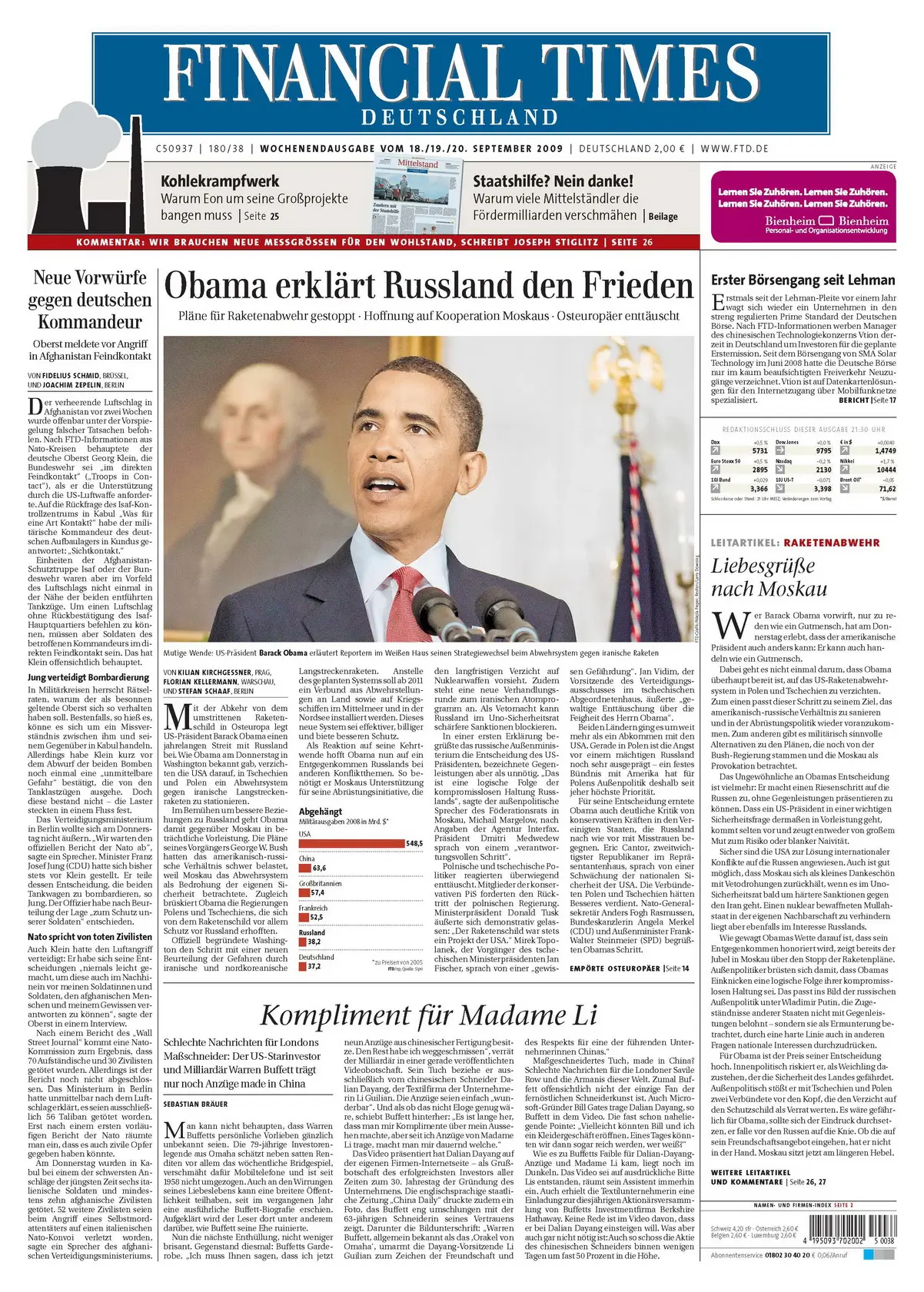Financial Times Deutschland vom 18. September 2009