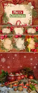 Stock Photo Christmas Card on Wooden Table