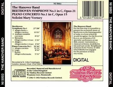 The Hanover Band, Mary Verney - Ludwig van Beethoven: Symphony No. 1, Piano Concerto No. 1 (1983)