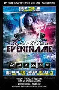 GraphicRiver Night Club Space Flowers Party Flyer/Poster