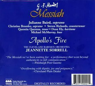 The Cleveland Baroque Orchestra, Apollo's Singers, Jeannette Sorrell – Handel: Messiah (1996)