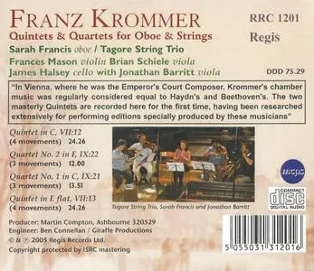 Sarah Francis, Tagore String Trio - Krommer: Oboe Quintets & Quartets (2013)