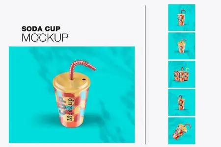 Plastic Cup with Straw Mockup JMHMWHN