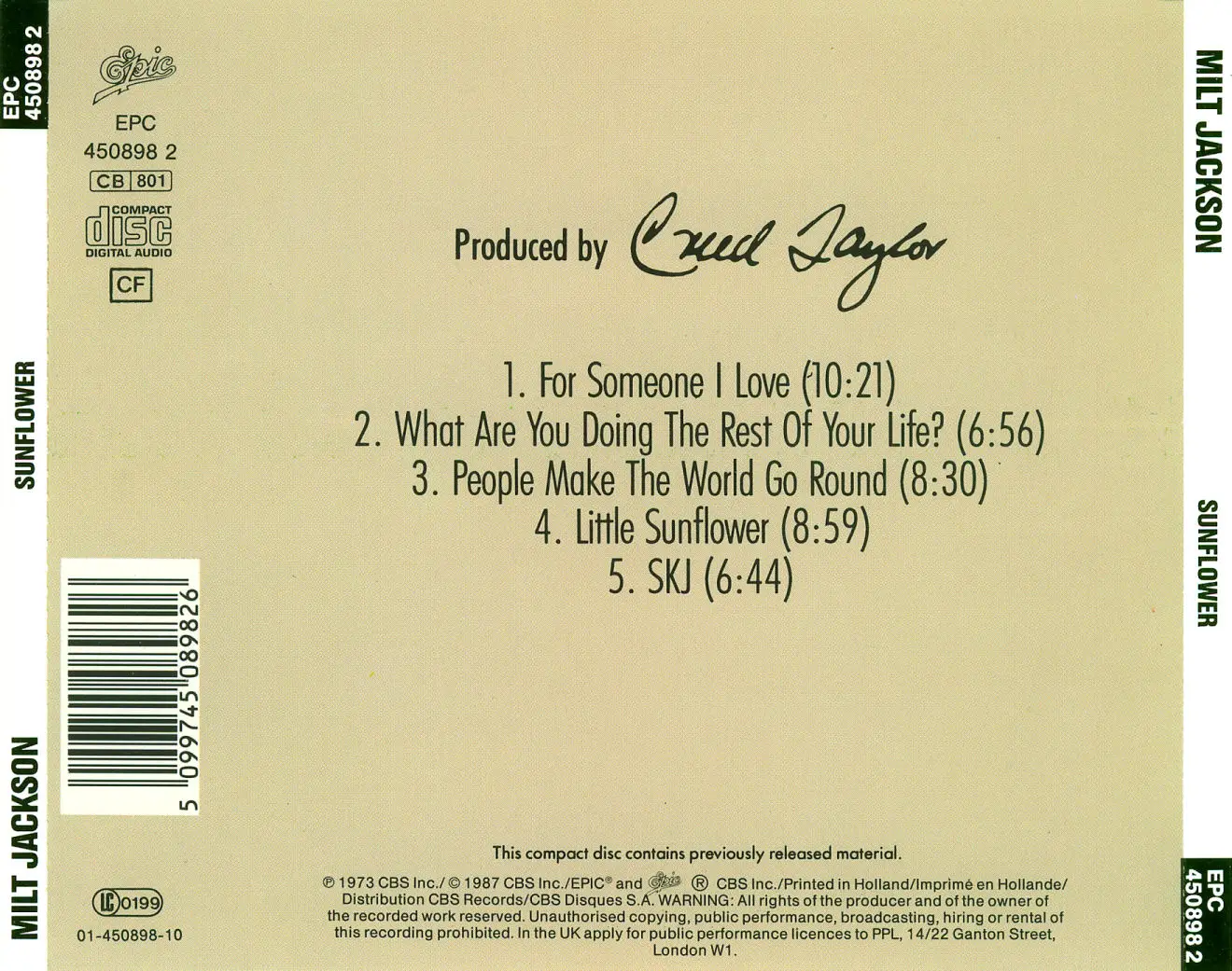 Milt Jackson Sunflower (1972) (EpicCTI Recordings) / AvaxHome