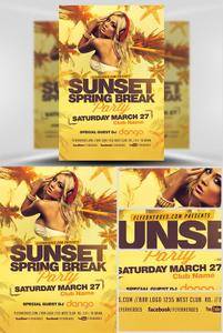 Sunset Spring Break Party Flyer Template
